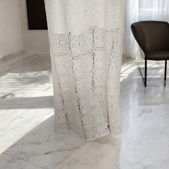 BISOU BISOU Crochet Lace Maxi Dress 10 M White Half Lined Mini Skirt Boho - Picture 7 of 16